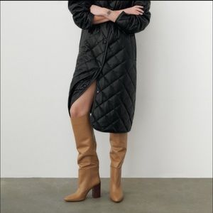 Zara Knee High Leather Heeled Boots - NWT